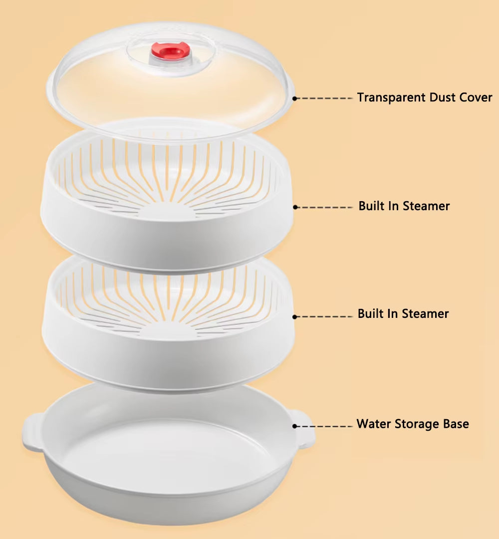 Microwave Heating Steamer Household Large Capacity Steamer Kitchen Steamer Box Steamer Rack Can Exhaust Steam